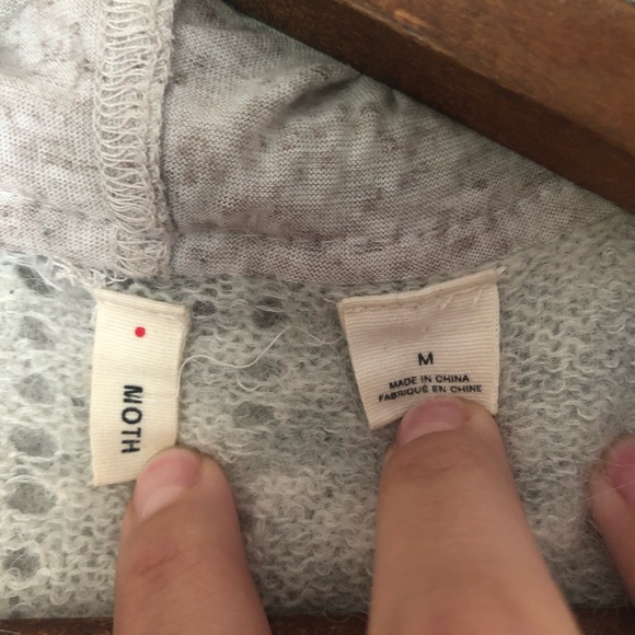 Anthro. Moth Light gray Hooded Sweater sz S ✨ - Picture 3 of 6